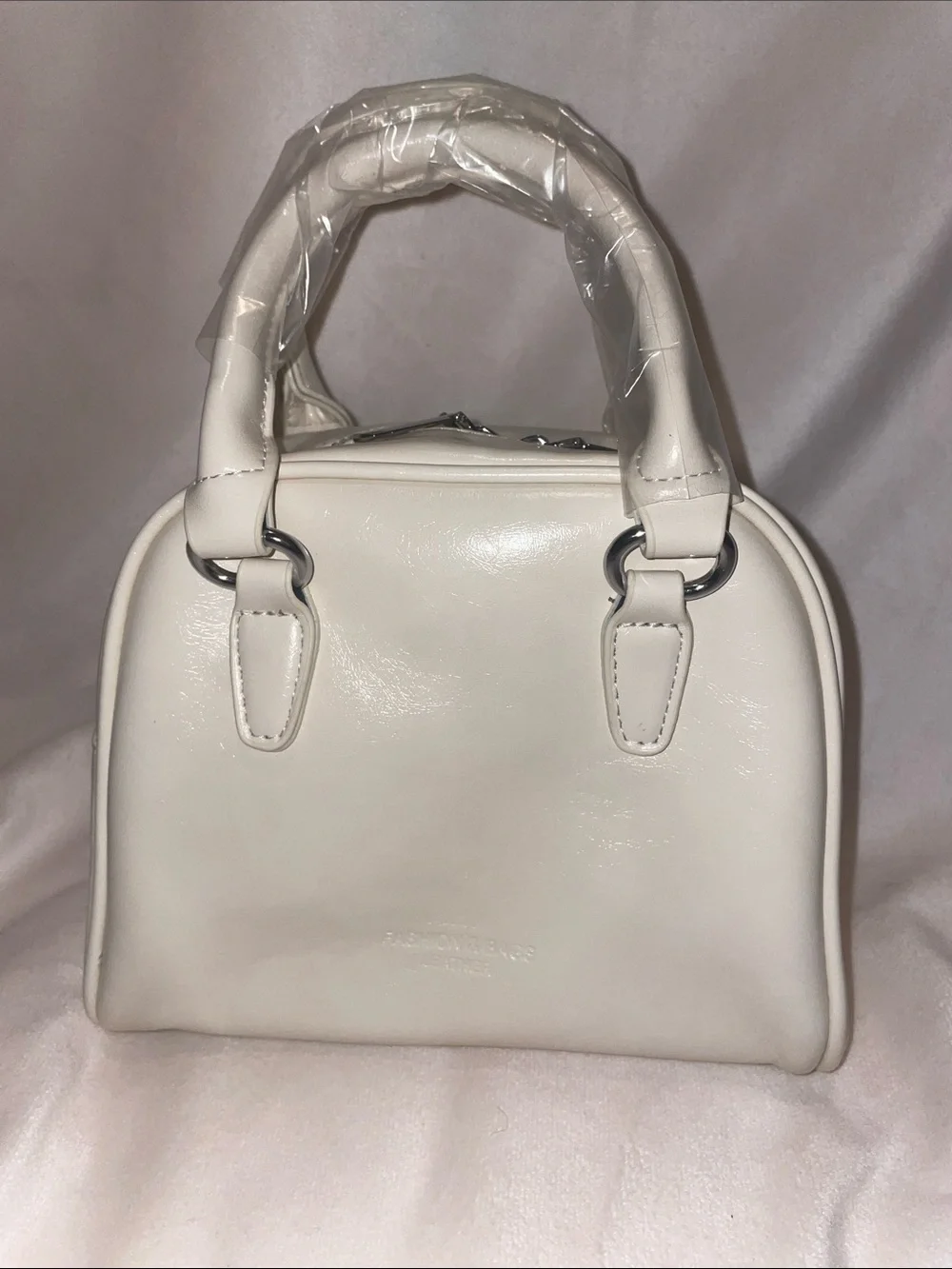 White Mini Bowling Bag Duffle Crossbody Handbag